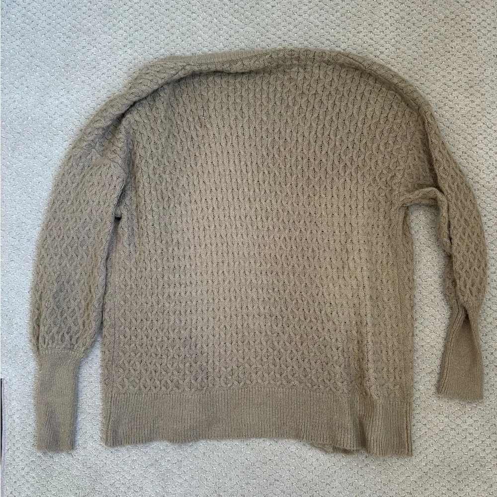 Rylee + Cru Textured Knit Open Front Cardigan Sweater Taupe Size S - Picture 7 of 8